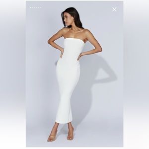 NWT! White Meshki Imani strapless knit maxi dress